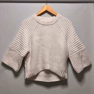 Michael Kors White Crew Neck Sweater 3/4 Length Sleeves Womens XS